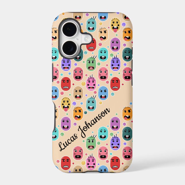Emotions Colorful Faces Custom Name Iphone Case (Back)