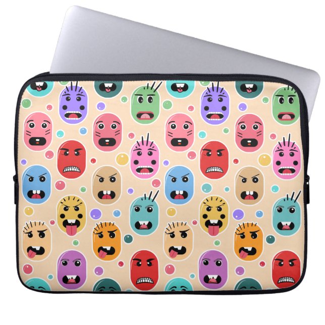 Emotions Colorful Faces Laptop Sleeve (Front)