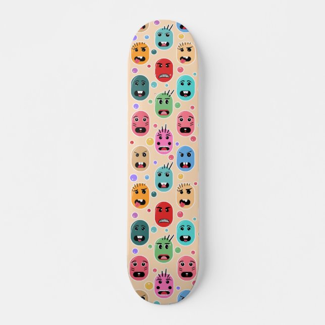 Emotions Colorful Faces Skateboard (Front)