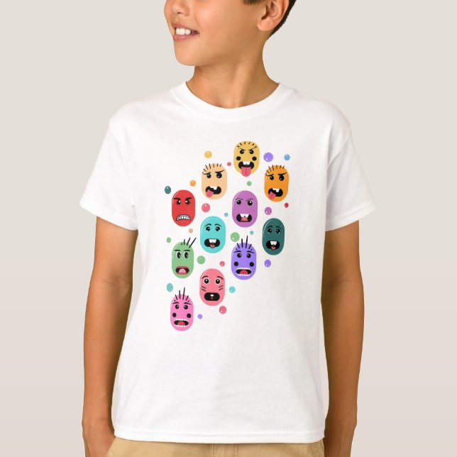 Emotions Colorful Faces T-Shirt (Front)