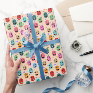Emotions Colorful Faces Wrapping Paper