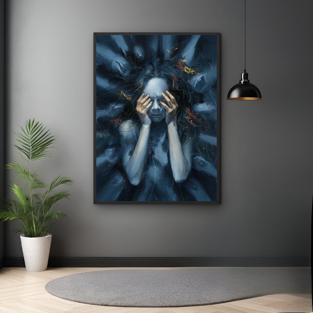 Emotive Abstract Portrait – Surreal Blue Art Poster (Creator Uploaded)