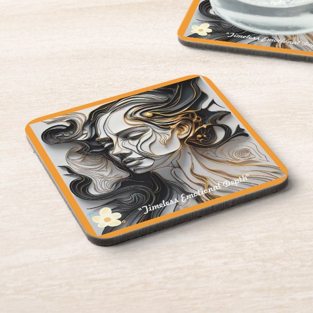 "Emotive Black and White" Beverage Coaster (Left Side)