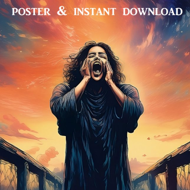 Emotive Figure Screaming on a Sunset Bridge | Poster (Creator Uploaded)