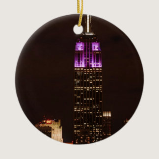 Emp St Building in Purple & White 01 Ceramic Ornament