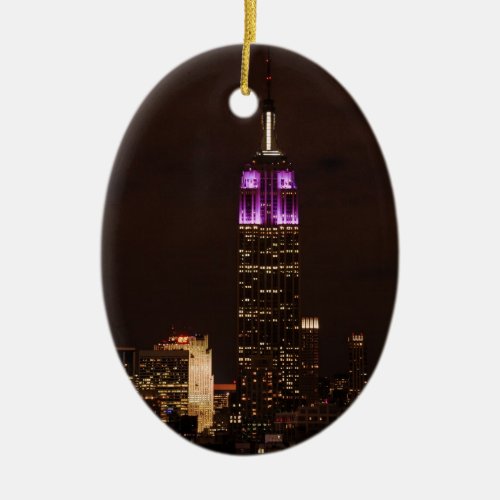 Emp St Building in Purple  White 01 Ceramic Ornament