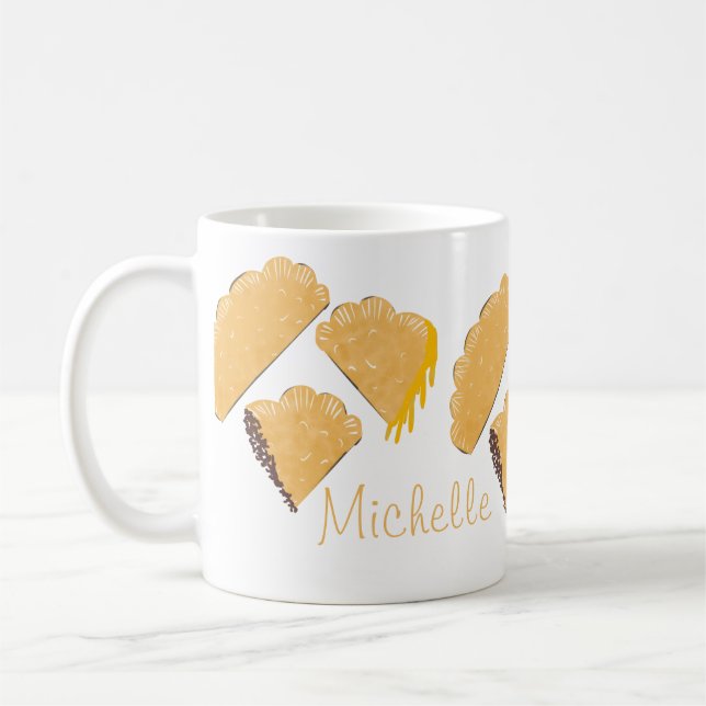 Empanada Meat Cheese Dripping Hand Drawn Coffee Mug (Left)