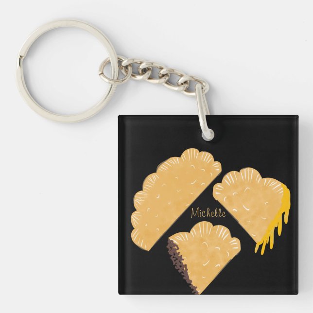 Empanada Meat Cheese Dripping Hand Drawn   Keychain (Front)