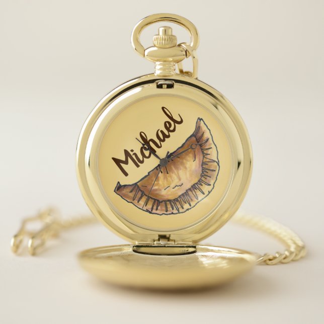 Empanadas Latin South America Fried Pastry Custom Pocket Watch (Inside)