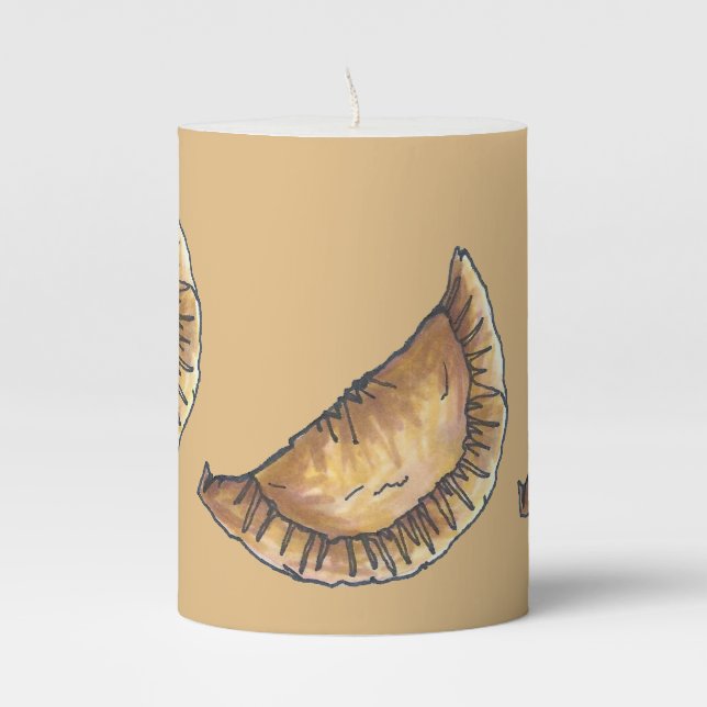 Empanadas Latin South American Fried Pastries Food Pillar Candle (Front)