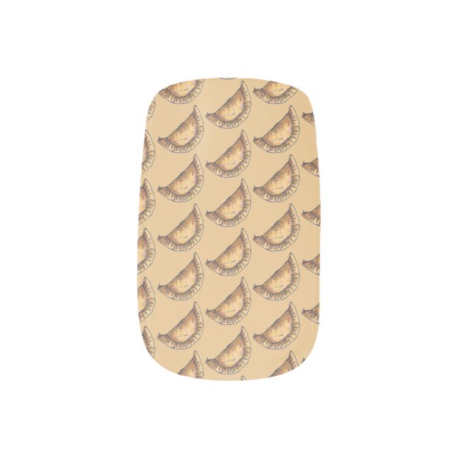 Empanadas Latin South American Fried Pastry Tan Minx Nail Wraps (Left Thumb)