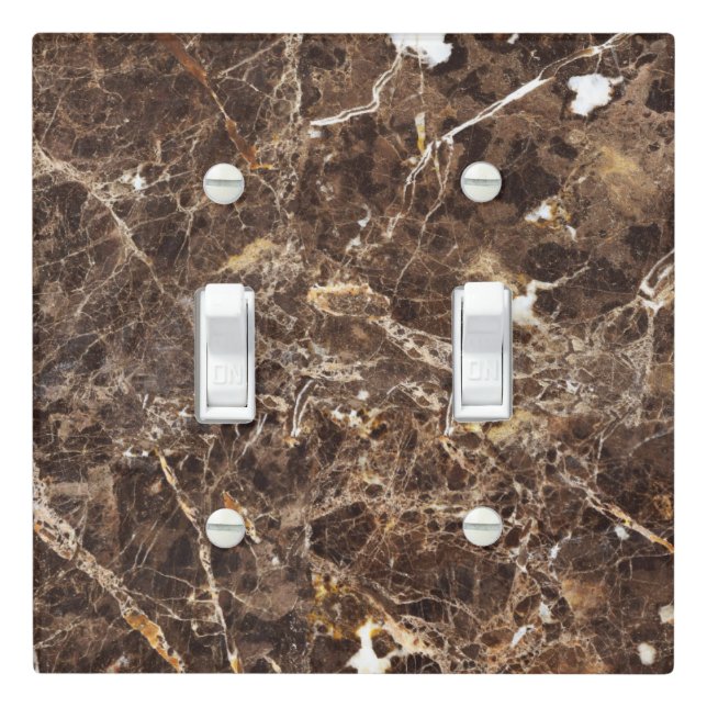 Emparador Marone Brown Marble Stone Printed Modern Light Switch Cover (In Situ)