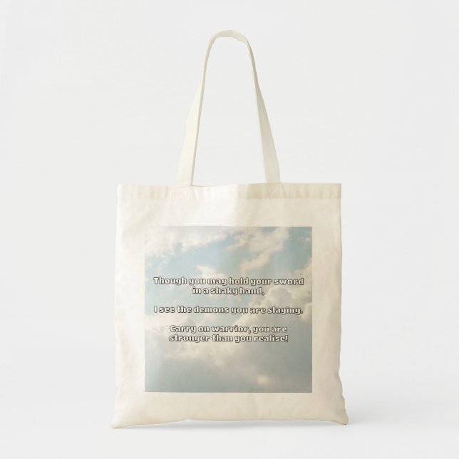 Empath Warrior Positive Quote Encouragement  Tote Bag (Front)