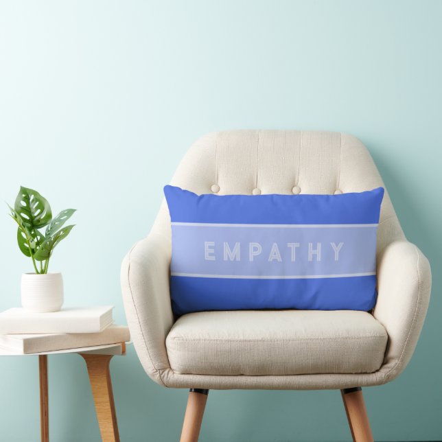 Empathy Royal Blue Stripes, Inspirational Elegant Lumbar Pillow (Chair)