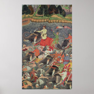 Emperor Akbar crossing the River Ganges Poster
