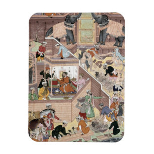 Emperor Akbar (r.1556-1605) inspecting the buildin Magnet