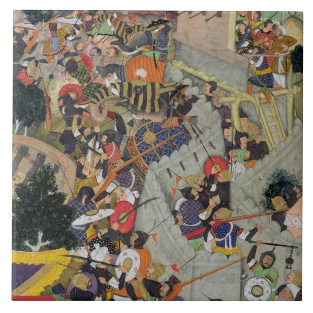 Emperor Akbar (r.1556-1605) shoots Saimal at the S Ceramic Tile (Front)