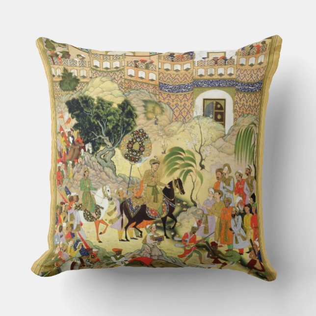 Emperor Akbar's triumphant entry into Surat, from Throw Pillow (Front)