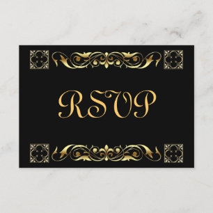 Emperor Black Stained Glass RSVP Card