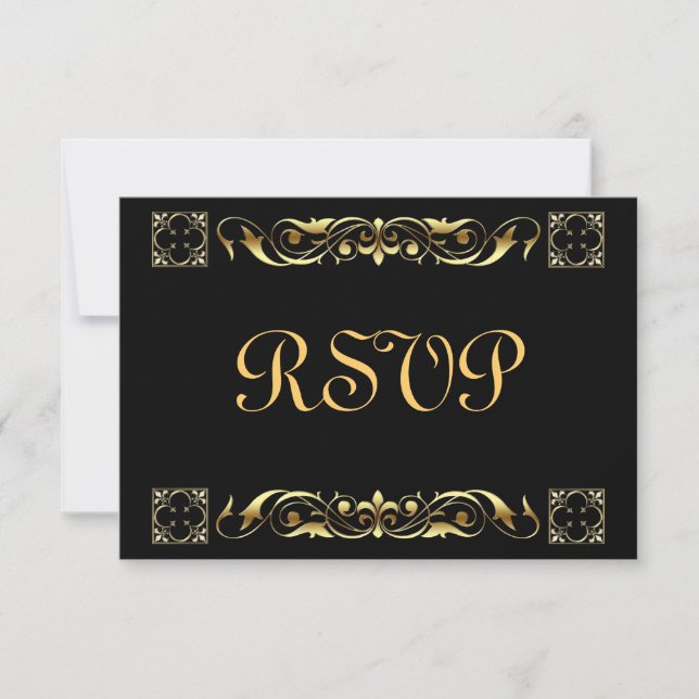 Emperor Black Stained Glass RSVP Card (Front)