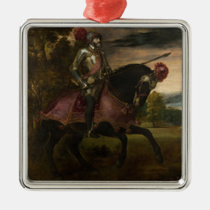 Emperor Charles V on Horseback (by Titian) Metal Ornament