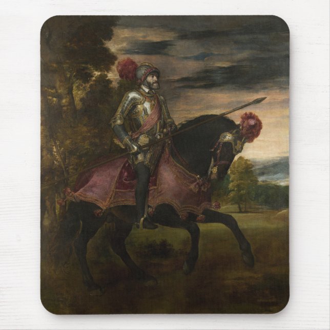 Emperor Charles V on Horseback (by Titian) Mouse Pad (Front)
