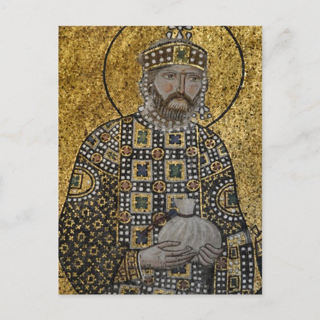 Emperor Constantine IX Byzantine Mosaic Icon Postcard (Front)
