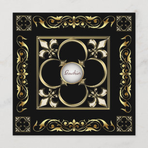 Emperor Fleur De Lis Black Regency Invitation