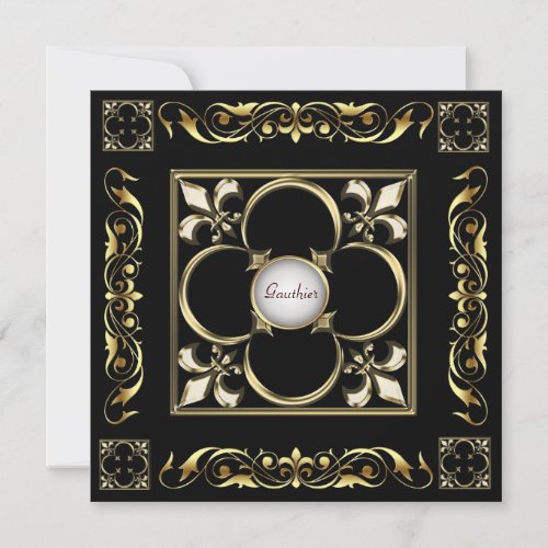 Emperor Fleur De Lis Black Regency Invitation