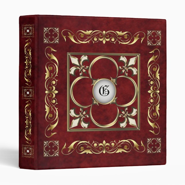 Emperor Fleur De Lis Rosewood Album Binder (Front/Spine)