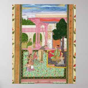 Emperor Jahangir (1569-1627) with his consort and Poster