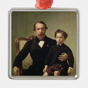 Emperor Louis-Napoleon Bonaparte and his son Metal Ornament
