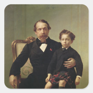 Emperor Louis-Napoleon Bonaparte and his son Square Sticker