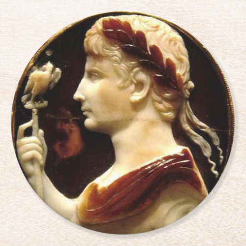 Emperor Octavian Augustus Roman Empire Cameo Round Paper Coaster