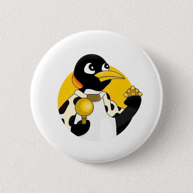 Emperor penguin cartoon button (Front)