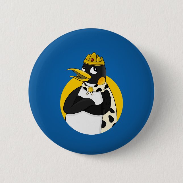 Emperor penguin cartoon pinback button (Front)
