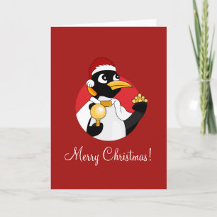 Emperor penguin Christmas cartoon Holiday Card