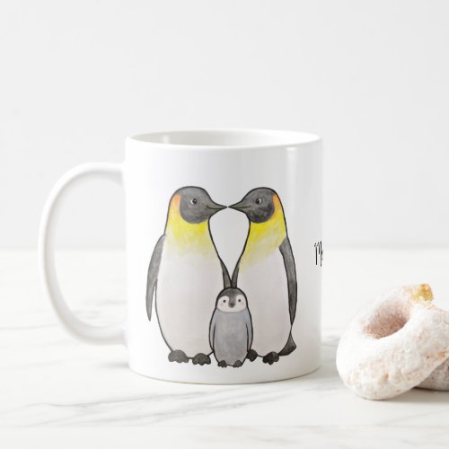 Emperor Penguin family Cute penguins Custom Name Coffee Mug