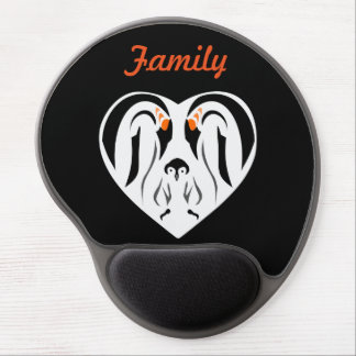 Emperor Penguin Family Love Heart Gel Mouse Pad