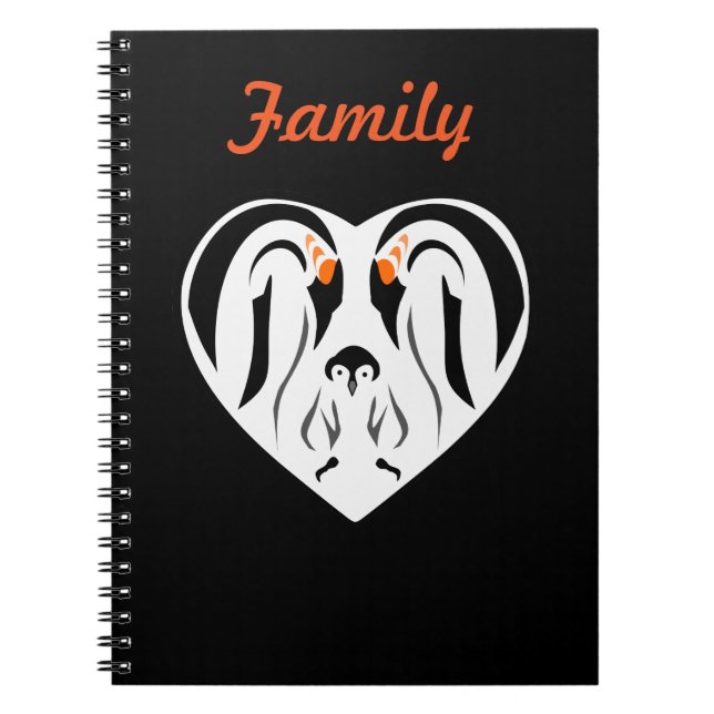Emperor Penguin Family Love Heart Notebook (Front)