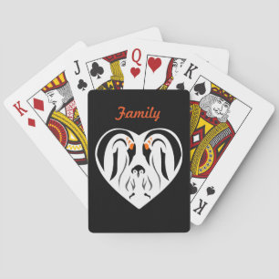 Emperor Penguin Family Love Heart Poker Cards