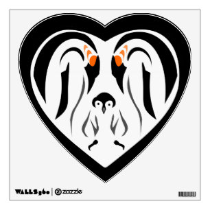 Emperor Penguin Family Love Heart Wall Decal