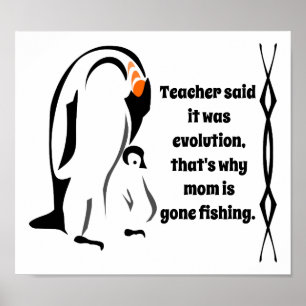 Emperor Penguin Father Standing with Son Poster