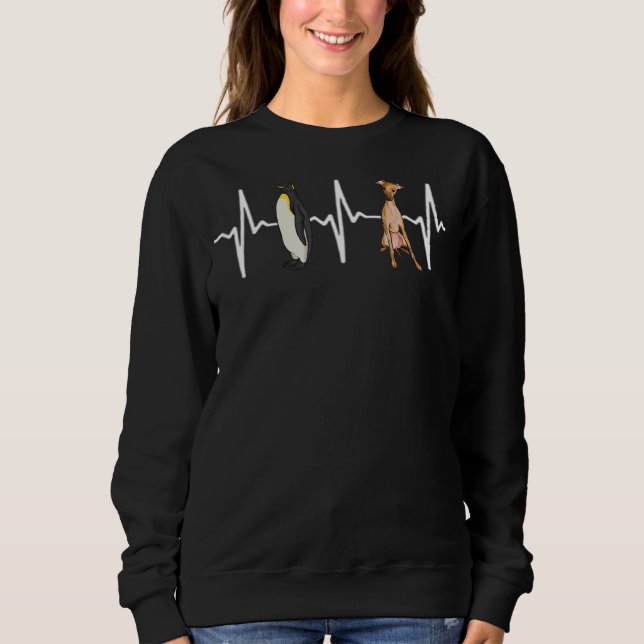 Emperor Penguin Italian Greyhound Heartbeat Dog Sweatshirt (Front)
