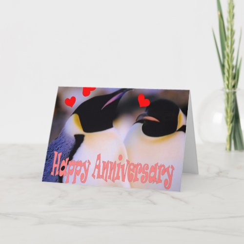 Emperor penguin love anniversary card