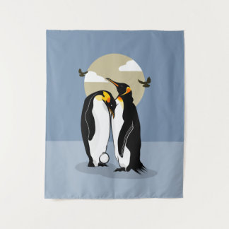 Emperor penguin parents tapestry