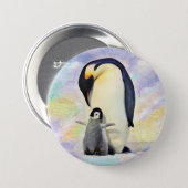 Emperor Penguin with Baby Chick Artwork Button (Front & Back)