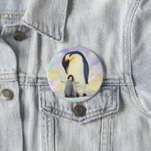 Emperor Penguin with Baby Chick Artwork Button (In Situ)