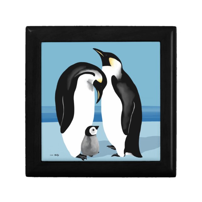 Emperor Penguin With Baby Chick Keepsake Box (Front)