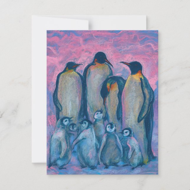 Emperor Penguins, Antarctic Birds Animals Painting (Front)